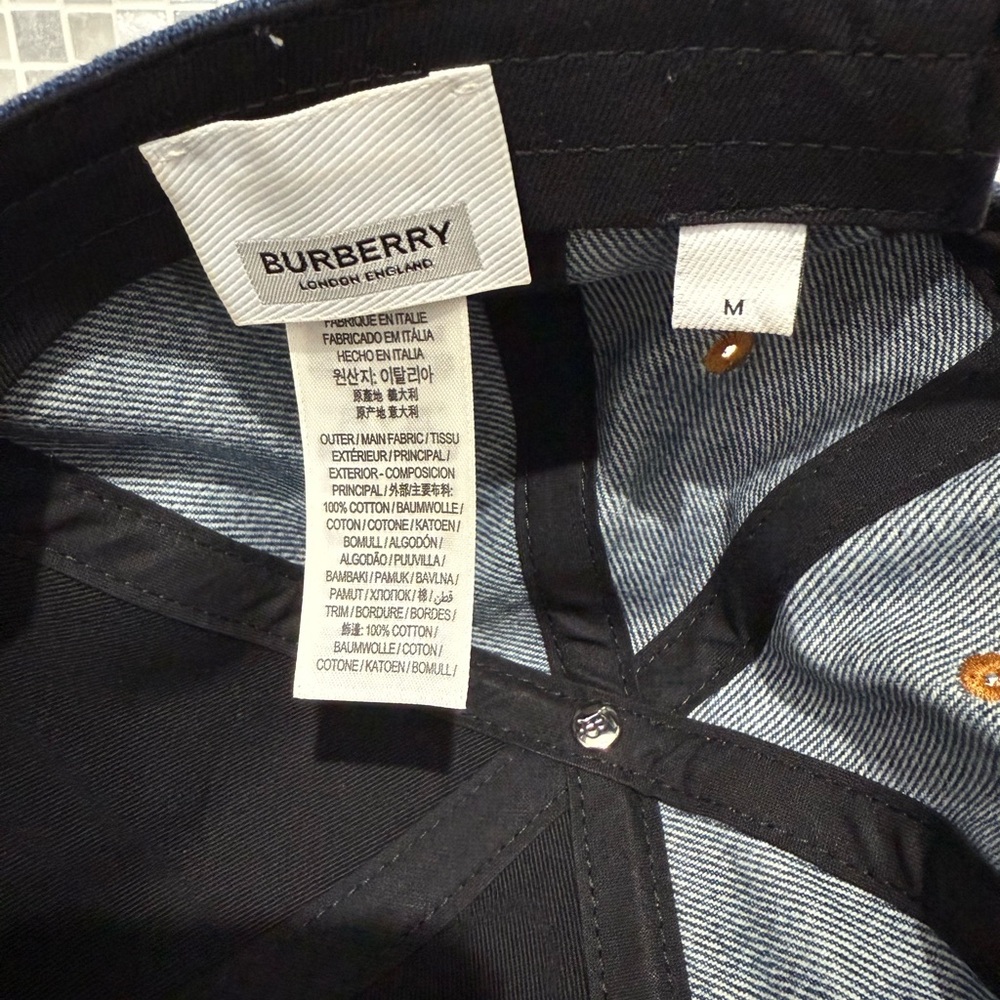 Burberry - NEW Logo-Embroidered Denim Baseball Cap - Blue Size M - Picture 6 of 11
